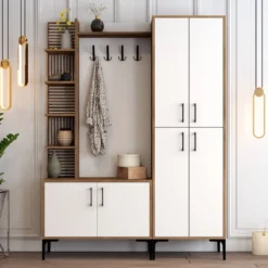 Vaatenaulakko Linento Furniture Viyana DA pähkinä/valkoinen