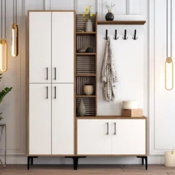 Vaatenaulakko Linento Furniture Viyana DA pähkinä/valkoinen