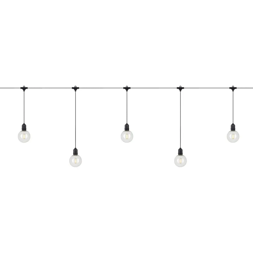 Valoketjun aloituspakkaus Markslöjd Garden 24 Deco 10 valoa musta/kirkas