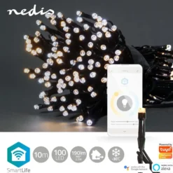 Valoketju Nedis SmartLife Wifi LED, 10m, 100-lamppua, lämmin-/kylmävalkoinen