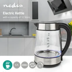 Vedenkeitin Nedis KAWK320EGS, 1.7l, lasi