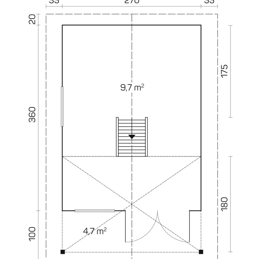 Vierasmaja Tene Bunkie, 9.7 + 4.7m², makuuparvella