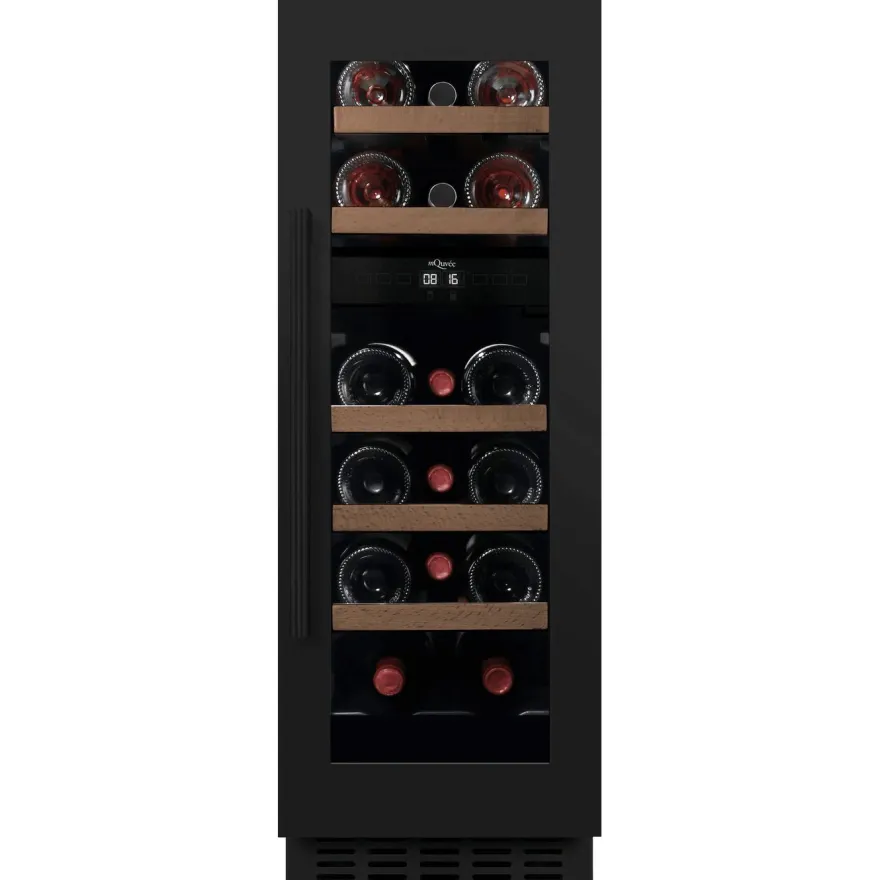 Viinikaappi mQuvée WineCave 780 30D, 29.5cm, 2 lämpötila-aluetta, integroitava, musta