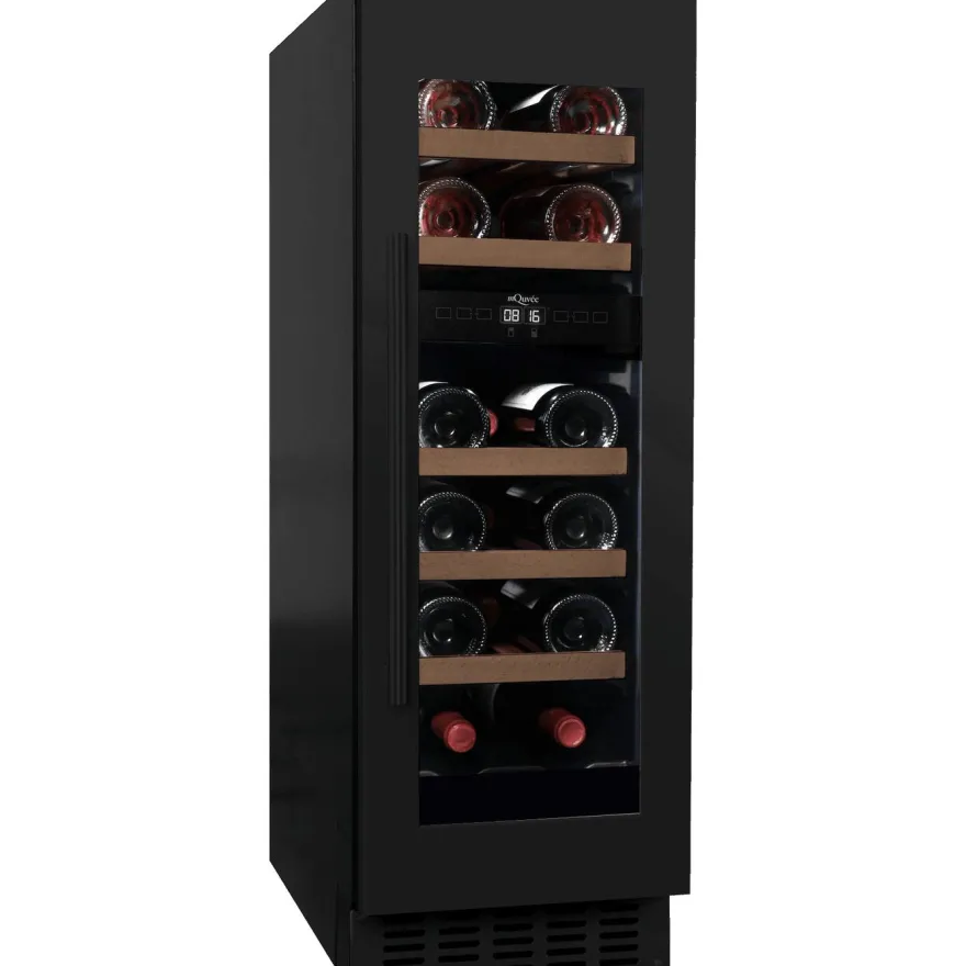 Viinikaappi mQuvée WineCave 780 30D, 29.5cm, 2 lämpötila-aluetta, integroitava, musta
