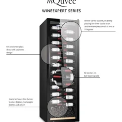 Viinikaappi mQuvée WineExpert 180 SW-180S, 59.5cm, 2 lämpötila-aluetta, vapaasti seisova, teräs