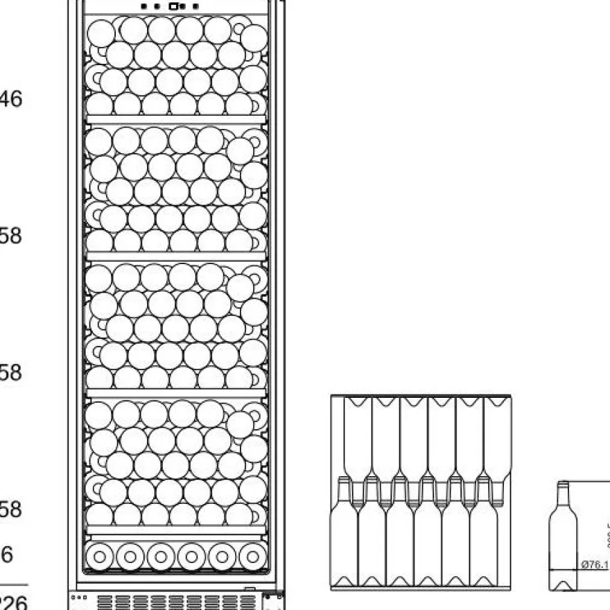 Viinikaappi mQuvée WineStore 226, 59.5cm, 1 lämpötila-alue, integroitava, musta