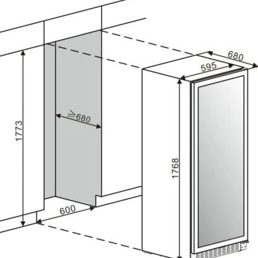 Viinikaappi mQuvée WineStore 226, 59.5cm, 1 lämpötila-alue, integroitava, musta