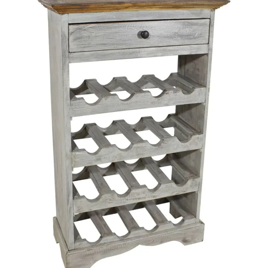 Viinipulloteline kiinteä kierrätetty puu 55x23x85 cm
