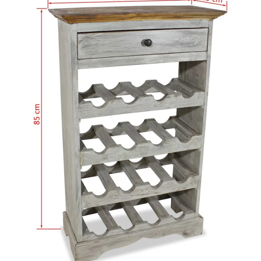 Viinipulloteline kiinteä kierrätetty puu 55x23x85 cm