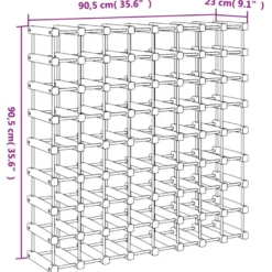 Viinipulloteline 72 pullolle 90,5x23x90,5 cm täysi mänty (53753)