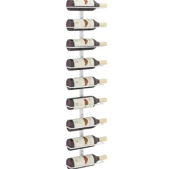 Viinipulloteline seinäkiinnityksellä 9 pullolle valkoinen rauta (40900)