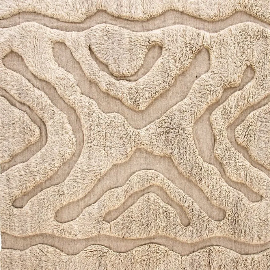 Villamatto Venture Home Trondheim x Josefin Lustig, 400x400cm, neliö, beige/valkoinen