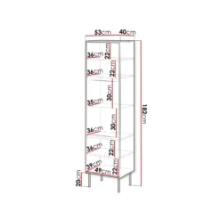 Vitriinikaappi CORTINA, eri värivaihtoehtoja