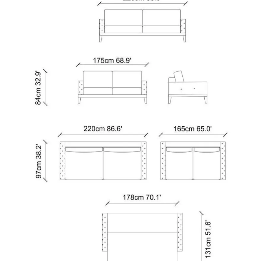 Vuodesohva Linento Furniture Lale, 3-istuttava, beige