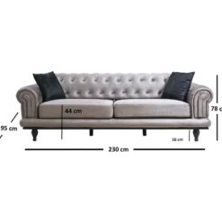 Vuodesohva Linento Furniture Polyanna, 3-istuttava, harmaa