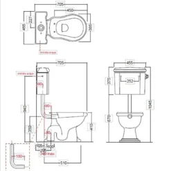 WC-istuin Kerasan Retro 2, S-lukko, keraamisella alasäiliöllä, pronssi
