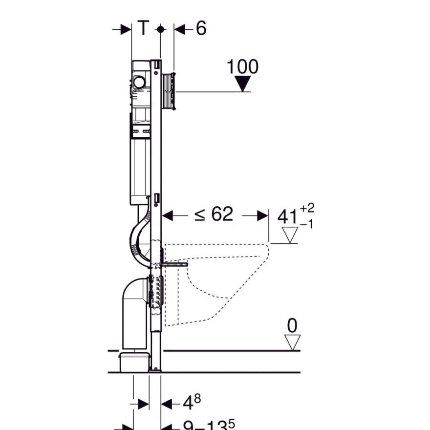 WC:n seinäasennuselementti Geberit Duofix Sigma, 112cm, piilohuuhtelusäiliö 12cm, PEX-liitin