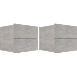 Yöpöydät 2kpl betoninharmaa 40x30x30 cm lastulevy