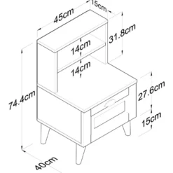 Yöpöytä Linento Furniture BD105-2785, valkoinen