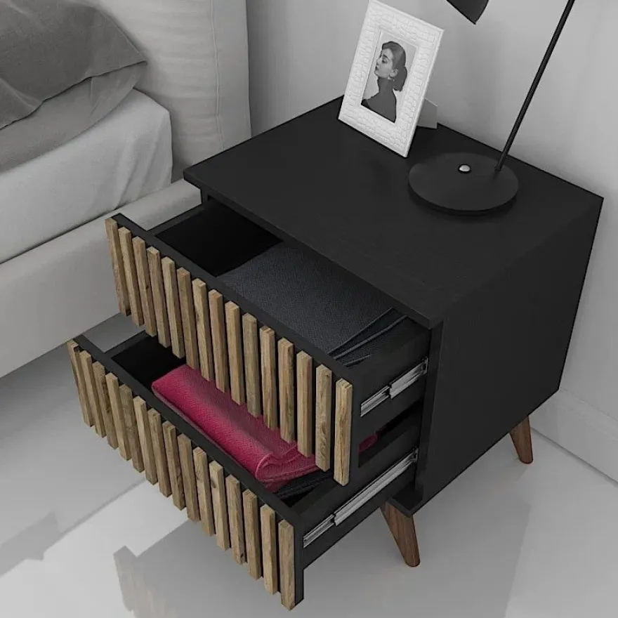Yöpöytä Linento Furniture FRN-9011, musta/atlassetri