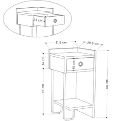 Yöpöytä Linento Furniture Sirius, oikea, eri värejä