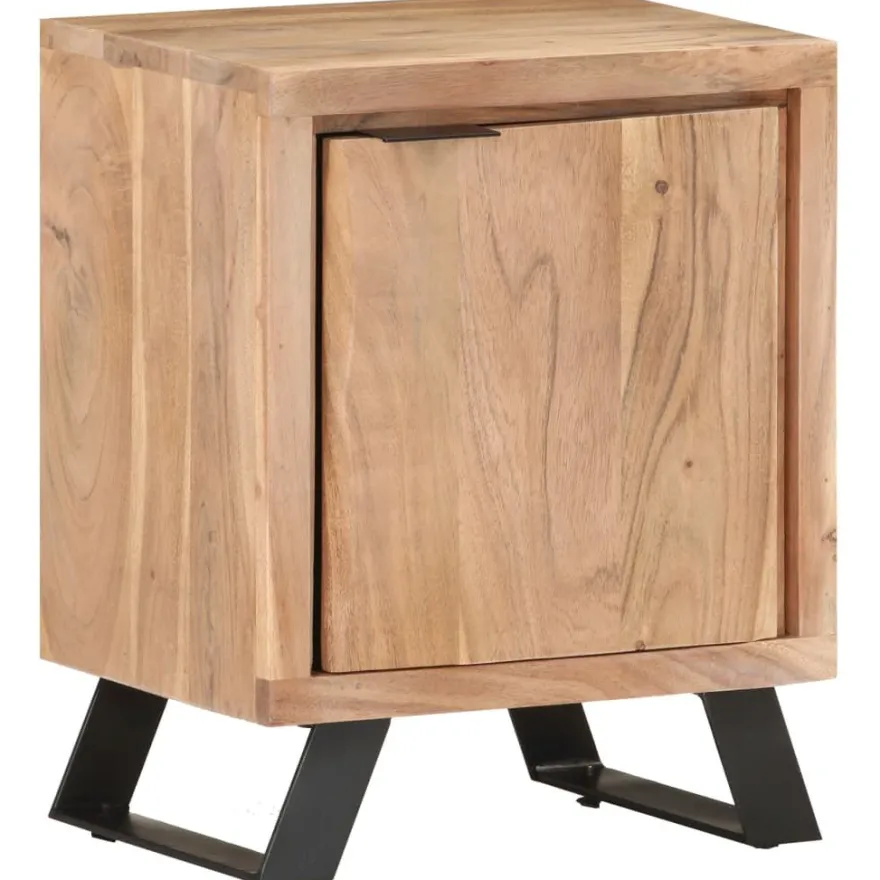 Yöpöytä 40x30x50 cm akaasiapuu luonnolliset puureunat